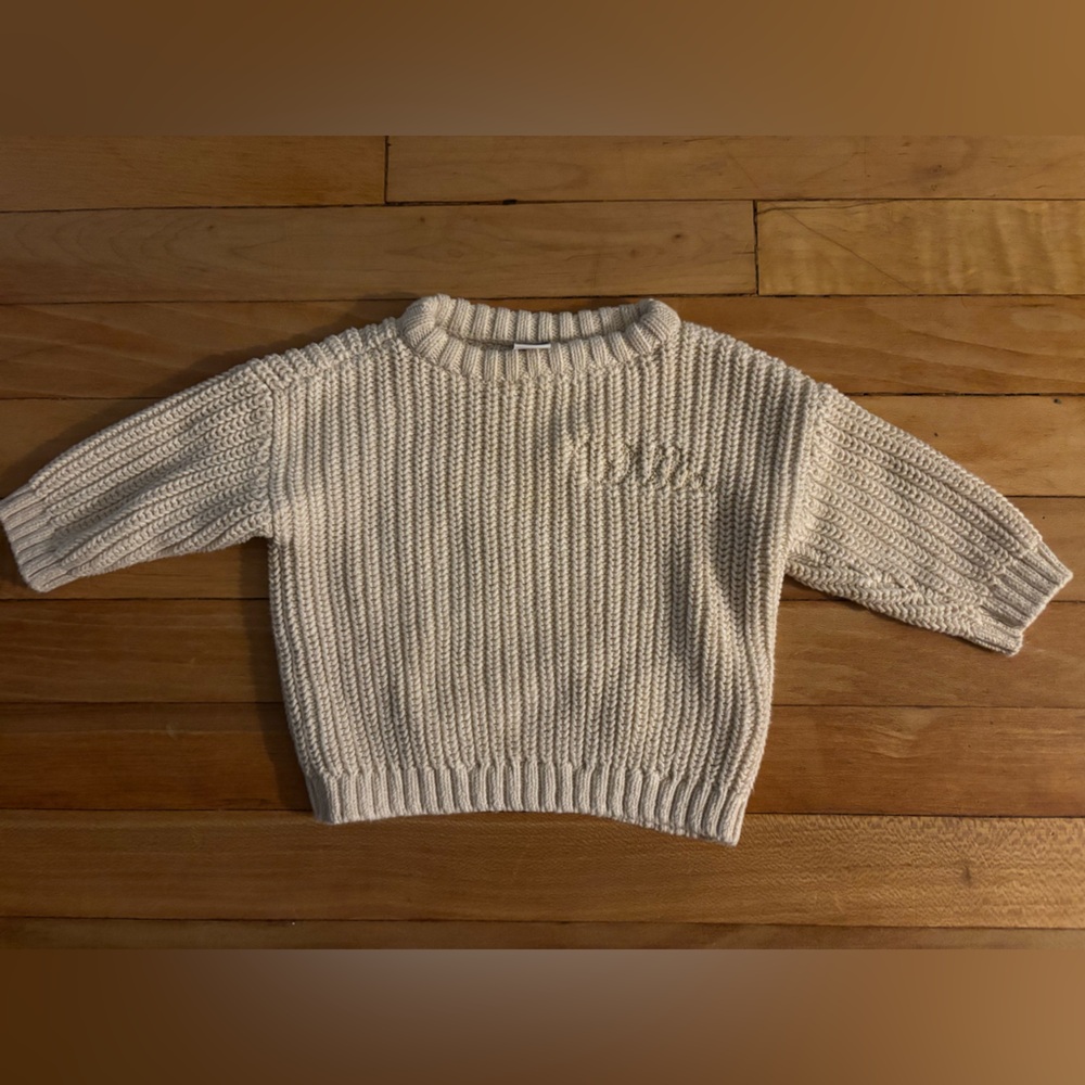 Willa - Monogrammed Knit Sweater in Cream